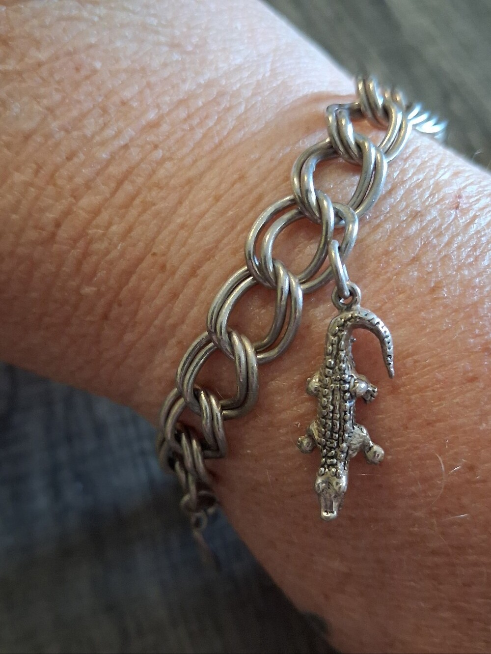 Vintage Prochain Sterling Silver 3 Charm Bracelet Face Graduation Cap Alligator